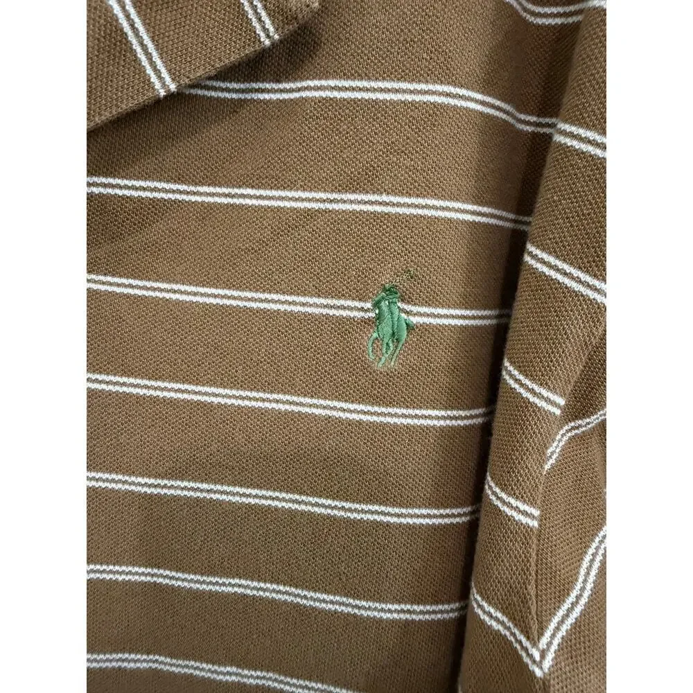 Polo Ralph Lauren Mens Brown Stripe Green Pony Logo Size XXL Preppy Casual